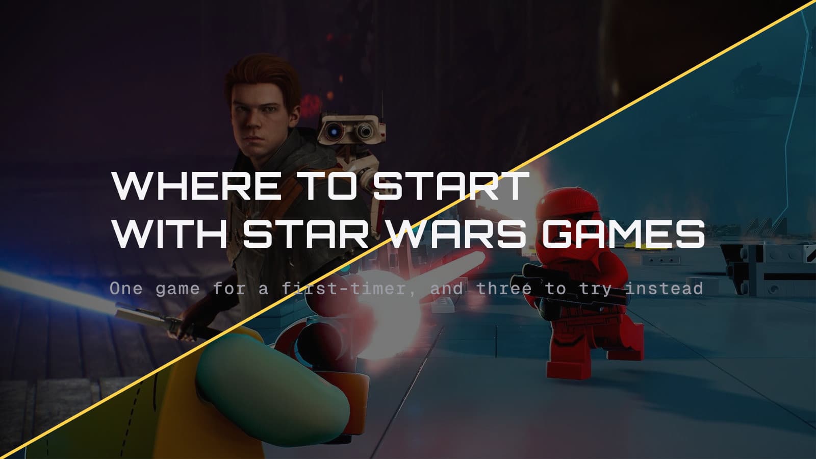 Where to start with Star Wars games, over a diagonal split of Jedi: Fallen Order and LEGO Star Wars: The Skywalker Saga