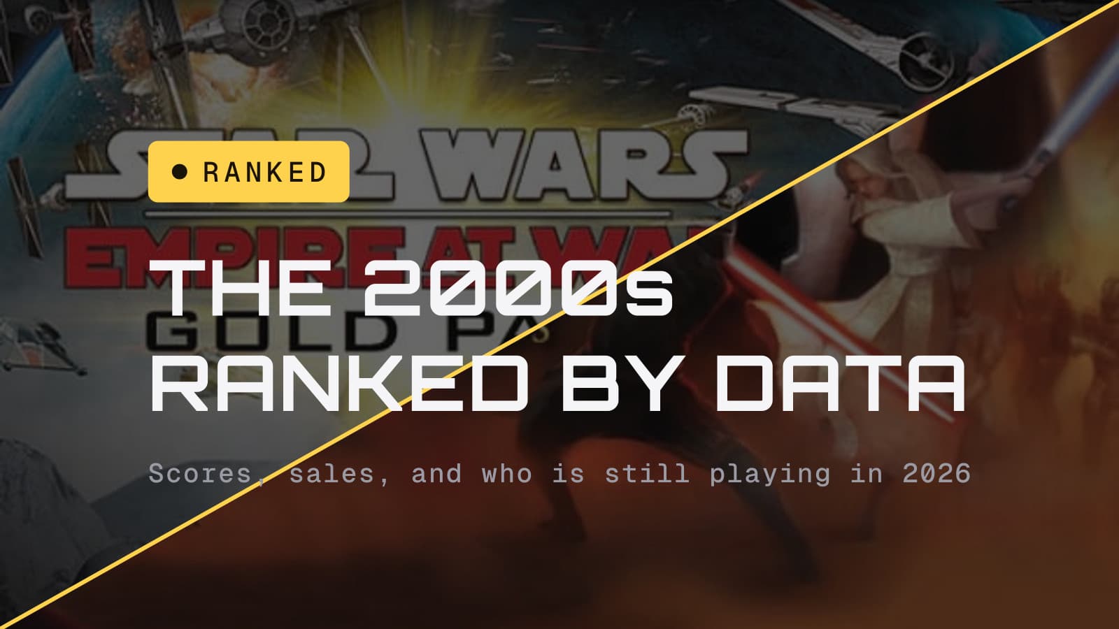 The best Star Wars games of the 2000s, ranked by data, over Empire at War and KOTOR II cover art