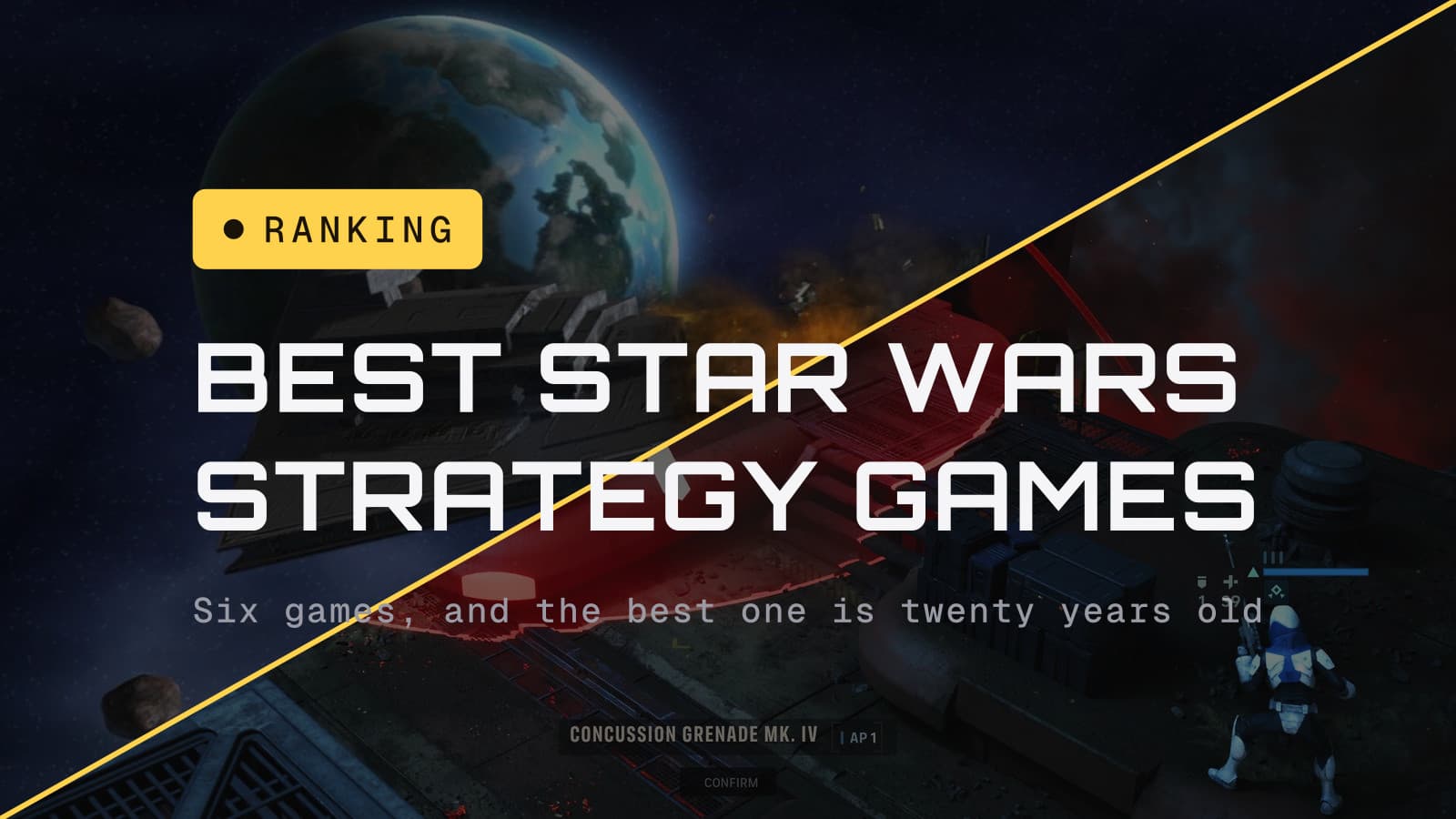 Best Star Wars strategy games, ranked, over a diagonal split of Empire at War and Zero Company