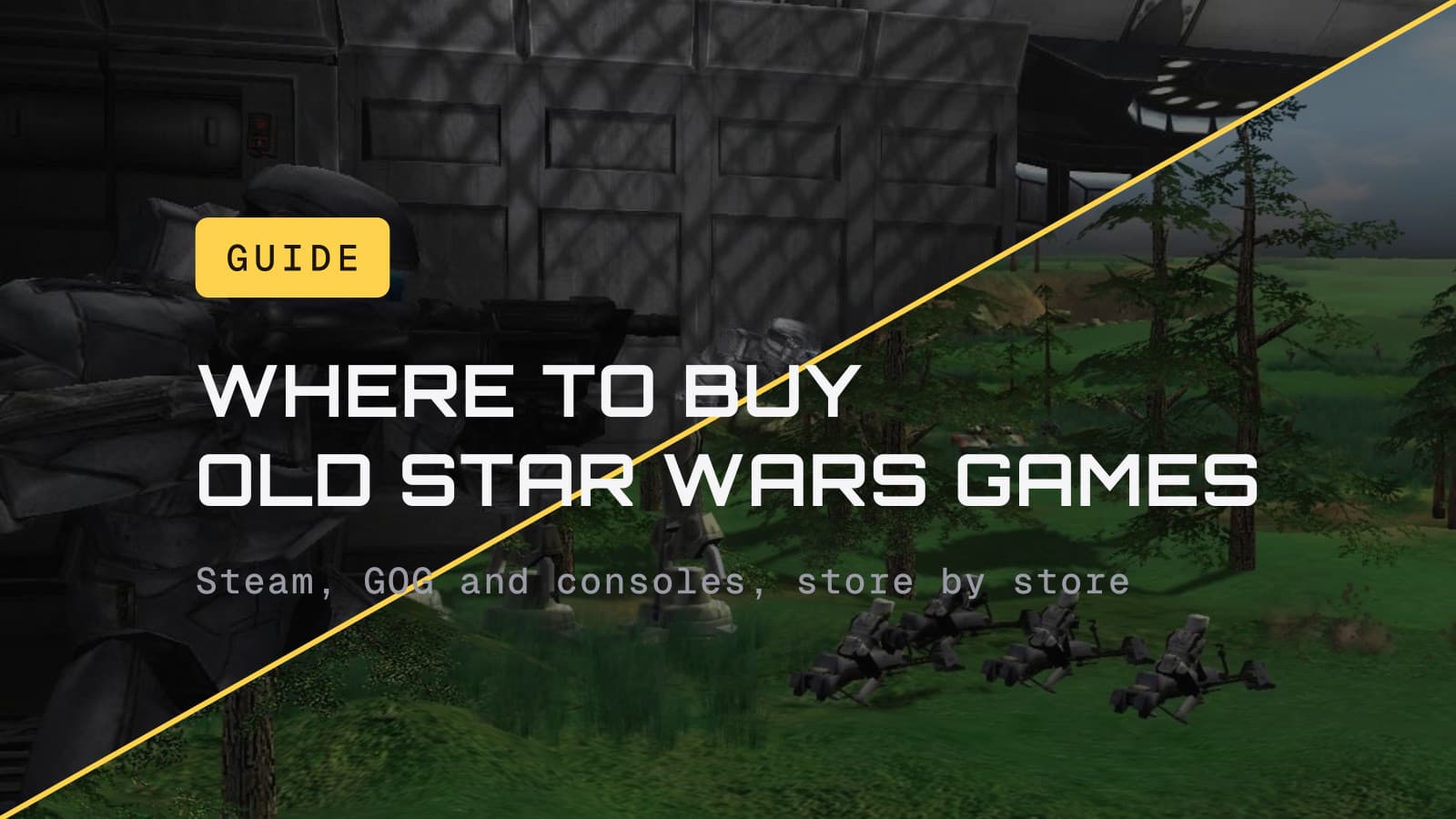 Where to buy old Star Wars games, over a diagonal split of Republic Commando and Empire at War