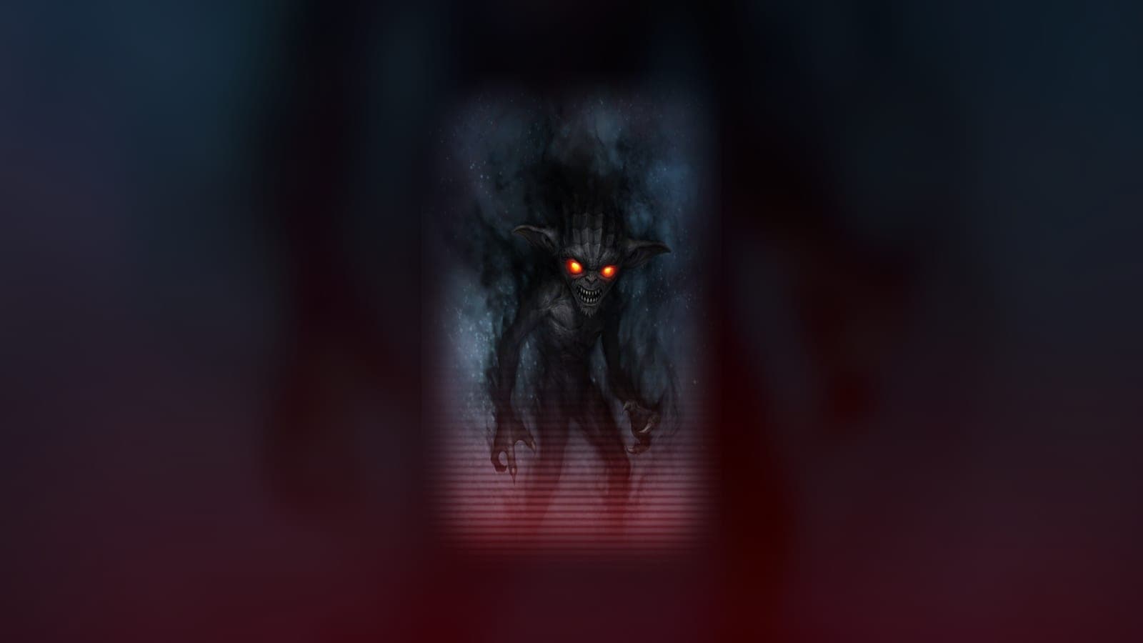 Yoda (Dark Side Vision) event art: a shadowy, snarling Yoda wreathed in black smoke with glowing red eyes and clawed hands