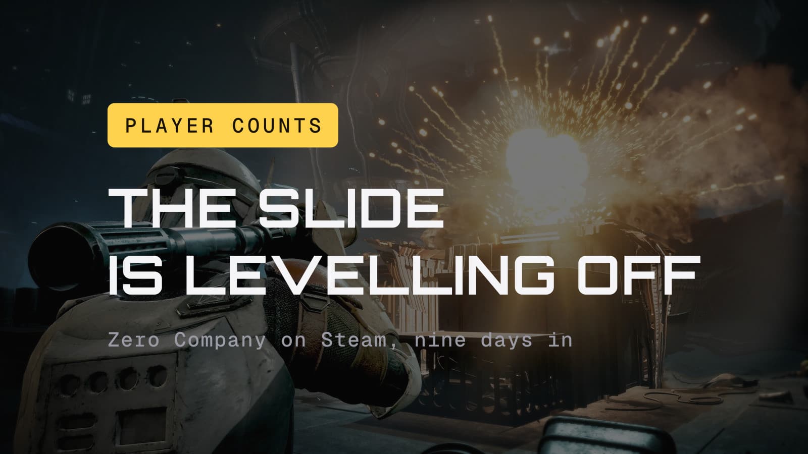 The slide is levelling off: Zero Company on Steam, nine days in, over a clone trooper helmet
